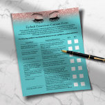 Prospectus 11,4 Cm X 14,2 Cm Eyelash Extension Responsabilité Renonciation Rose<br><div class="desc">Eyelash Extension Responsabilité Renonciation & Release Form Turquoise & Rose Gold Parties scintillant Flyers.</div>