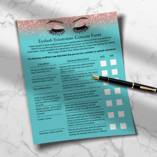 Prospectus 11,4 Cm X 14,2 Cm Eyelash Extension Responsabilité Renonciation Rose