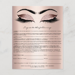 Prospectus 11,4 Cm X 14,2 Cm Eyelash Extension Responsabilité Renonciation Rose