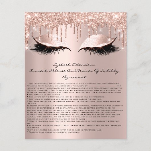 Prospectus 11,4 Cm X 14,2 Cm Eyelash Extension Responsabilité Renonciation Spar (Devant)
