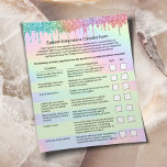 Prospectus 11,4 Cm X 14,2 Cm Eyelash Extensions Responsabilité Renonciation Hol<br><div class="desc">Eyelash Extension Responsabilité Renonciation & Libération Forme Holographique Unicorn Drips Flyers.</div>