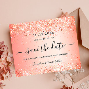 Prospectus 11,4 Cm X 14,2 Cm Faire-part de budget pailleté orange pour annivers