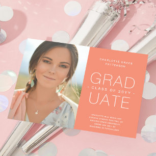 Prospectus 11,4 Cm X 14,2 Cm Faire-part de graduation budgétaire photo minimali