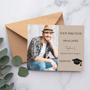 Prospectus 11,4 Cm X 14,2 Cm Faire part de graduation moderne couleur beige et
