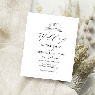 Prospectus 11,4 Cm X 14,2 Cm Faire-part de mariage à budget avec calligraphie m