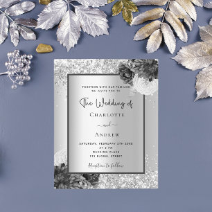Prospectus 11,4 Cm X 14,2 Cm Faire-part de mariage à budget monochrome fleuri a