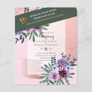 Prospectus 11,4 Cm X 14,2 Cm Faire-part de mariage à petit budget Fleurs de pru