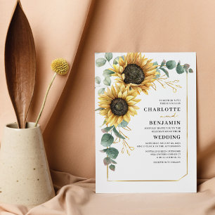 Prospectus 11,4 Cm X 14,2 Cm Faire-part de mariage au tournesol eucalyptus peti