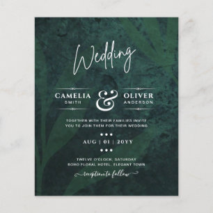 Prospectus 11,4 Cm X 14,2 Cm Faire-part de mariage aux feuilles blanches et ver
