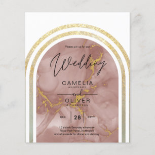 Prospectus 11,4 Cm X 14,2 Cm Faire-part de mariage BUDGET All-in1 Gold Dusty Ro