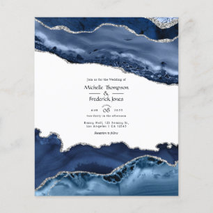 Prospectus 11,4 Cm X 14,2 Cm Faire-part de mariage Budget Navy et Agate Argenté