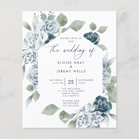 Prospectus 11,4 Cm X 14,2 Cm Faire-part de mariage budgétaire | (Devant)