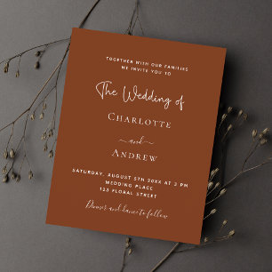 Prospectus 11,4 Cm X 14,2 Cm Faire-part de mariage du budget du script de rouil
