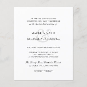 Prospectus 11,4 Cm X 14,2 Cm Faire-part de mariage élégant catholique à budget