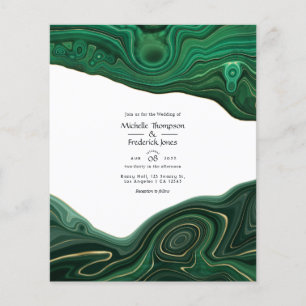 Prospectus 11,4 Cm X 14,2 Cm Faire-part de mariage en agate et malachite dorée