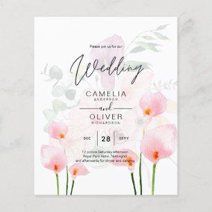 Prospectus 11,4 Cm X 14,2 Cm Faire-part de mariage Fleur de lys calla rose Leah