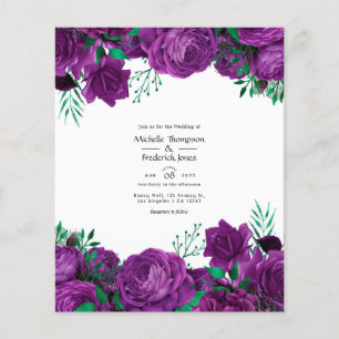 Prospectus 11,4 Cm X 14,2 Cm Faire-part de mariage floral aquarelle violet et v