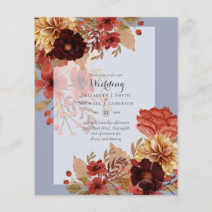 Prospectus 11,4 Cm X 14,2 Cm Faire-part de mariage floral BUDGET FALL - Dusky