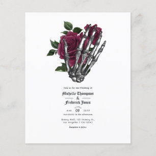Prospectus 11,4 Cm X 14,2 Cm Faire-part de mariage gothique floral burgundy