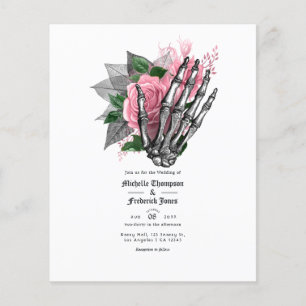 Prospectus 11,4 Cm X 14,2 Cm Faire-part de mariage gothique floral rose