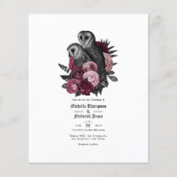 Faire-part de mariage gothique Hiboux Bourgogne Vi