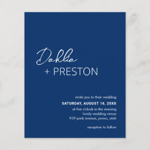 Prospectus 11,4 Cm X 14,2 Cm Faire-part de mariage minimaliste bleu marine mode