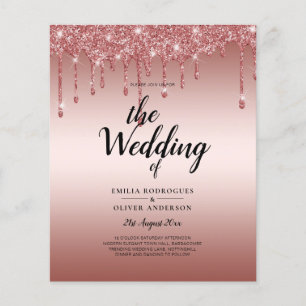 Prospectus 11,4 Cm X 14,2 Cm Faire-Part de Mariage Moderne avec Glitter et Gout