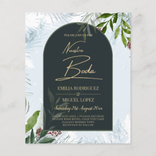 Prospectus 11,4 Cm X 14,2 Cm Faire-part de mariage NUESTRA BODA verdure hiverna