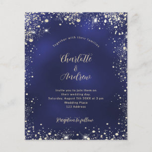 Prospectus 11,4 Cm X 14,2 Cm Faire-part de mariage pas cher à paillettes dorées