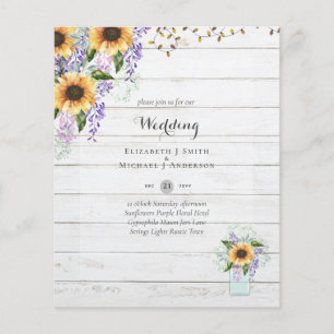 Prospectus 11,4 Cm X 14,2 Cm Faire-part de mariage pas cher - Tournesols rustiq