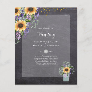 Prospectus 11,4 Cm X 14,2 Cm Faire-part de mariage pas cher - Tournesols rustiq