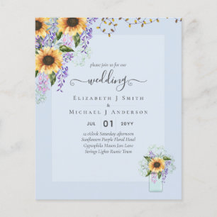 Prospectus 11,4 Cm X 14,2 Cm Faire-part de mariage pas cher Tournesols rustique