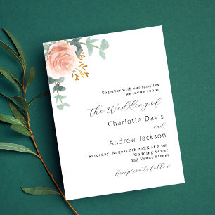 Prospectus 11,4 Cm X 14,2 Cm faire-part de mariage rose or fleuri vert budget