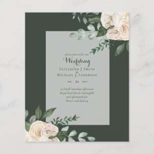 Prospectus 11,4 Cm X 14,2 Cm Faire-part de mariage Roses Blanches au BUDGET LE 