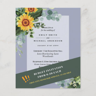 Prospectus 11,4 Cm X 14,2 Cm Faire-parts de mariage les moins chers Tournesols