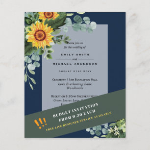 Prospectus 11,4 Cm X 14,2 Cm Faire-parts de mariage les moins chers Tournesols 