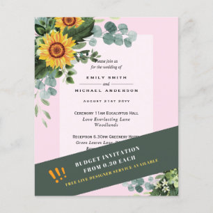 Prospectus 11,4 Cm X 14,2 Cm Faireparts DE MARIAGE LES MOINS CHERS Tournesols E