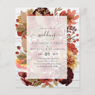 Prospectus 11,4 Cm X 14,2 Cm Fall Floral Wedding - Burgundy Orange BUDGET