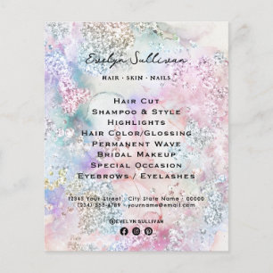 Prospectus 11,4 Cm X 14,2 Cm Faux iridescente parties scintillant aquarelle