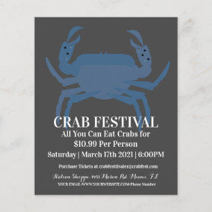 Prospectus 11,4 Cm X 14,2 Cm Festival de crabe moderne Collecte de fonds au res