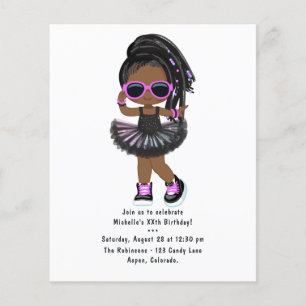 Prospectus 11,4 Cm X 14,2 Cm Fête d'anniversaire de fille tutu Cool Hip Hop Rap
