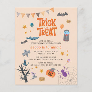 Prospectus 11,4 Cm X 14,2 Cm Fête d'anniversaire Halloween Trick or Treat à pet