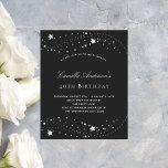 Prospectus 11,4 Cm X 14,2 Cm fête d'anniversaire noir argent étoiles élégant bu<br><div class="desc">40e (ou tout âge) invitation de fête d'anniversaire. Un arrière - plan noir décoré d'étoiles faux argentées. Personnalisez et ajoutez un nom et des détails du parti. Texte blanc.</div>