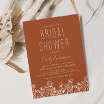 Prospectus 11,4 Cm X 14,2 Cm Fête des mariées de Fleur sauvage orange brûlé bud<br><div class="desc">Budget Minimaliste ligne Fleur sauvage Art Burnt Orange Boho Terracotta Elégante et moderne Fête des mariées de script pour l'automne (automne),  hiver,  printemps ou été Invitations - comprend belle et élégante typographie de script pour la célébration spéciale Mariée d'être pré - Mariage.</div>