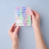 Prospectus 11,4 Cm X 14,2 Cm Fête des mariées rose holographique invitation (main)