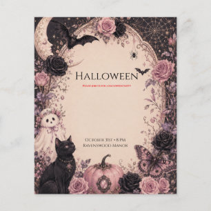 Prospectus 11,4 Cm X 14,2 Cm Fête d'Halloween Élégante et Botanique Sombre