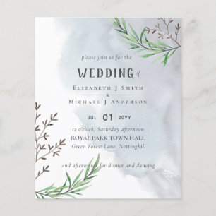 Prospectus 11,4 Cm X 14,2 Cm Feuille d'olive Dusty Blue Mariage Flyer