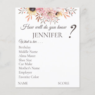 Prospectus 11,4 Cm X 14,2 Cm Feuilles de jeu de Fêtes des mariées personnalisée