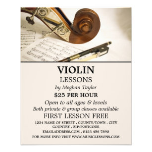 Prospectus 11,4 Cm X 14,2 Cm Feuillet de notes pour violon, leçons de violon pu