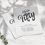 Prospectus 11,4 Cm X 14,2 Cm Fifty Black White Budget 50th Birthday Invitation<br><div class="desc">Celebrate turning fifty in style with this black and white budget 50th birthday invitation flyer. With a modern, eye-catching design featuring the words ‘Hello Fifty’, this invite will have your guests eagerly awaiting your big day. Get the party started and make it a celebration to remember with a stylish, timeless...</div>
